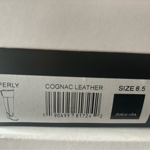 Dolce Vita Perly Cognac OTK genuine Leather Boots with Faux Shearling Lining NWT - Picture 7 of 11